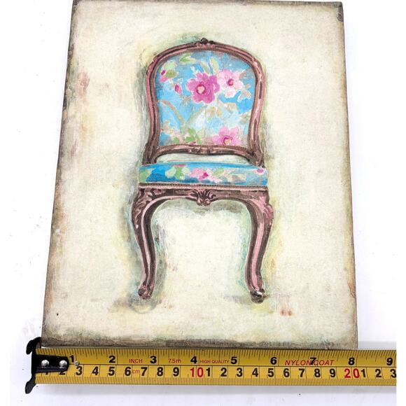 Cottage Shabby Chic Dainty Wall Art Print Floral Chair Gallery Wrapped 10" x 8" - Picture 9 of 9
